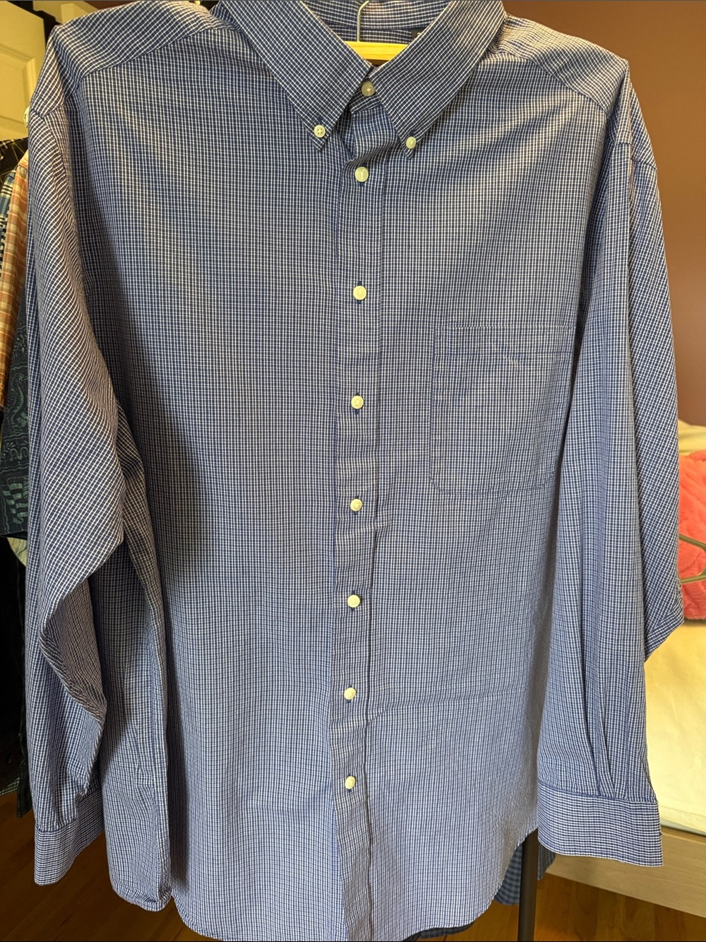 Roundtree & Yorke Navy Micro-Check Button-Down Dress Shirt